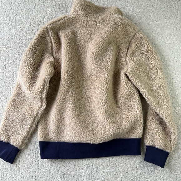 J. Crew Nordic Sherpa Fleece Pullover Women S Half Zip Beige Navy Cozy $148 - Picture 5 of 8